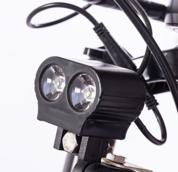 closeup picture of ebike head light